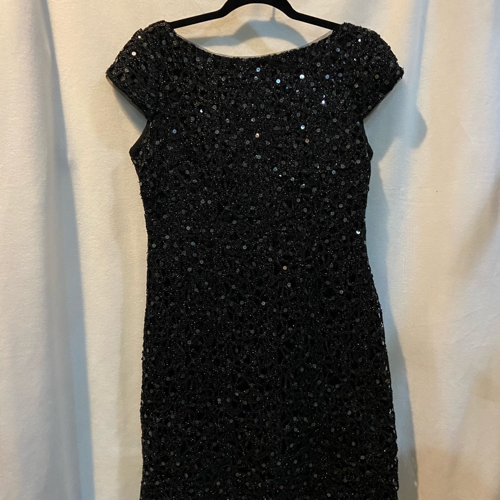 Adrianna Papell black sequin mini dress